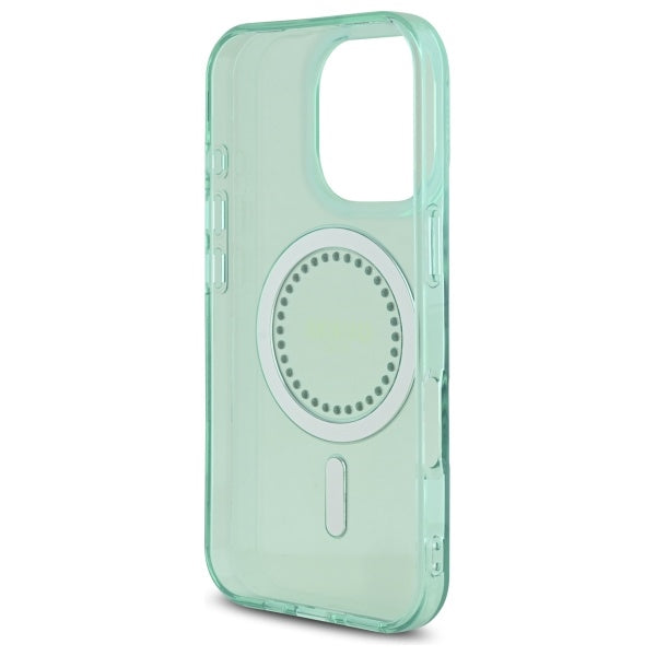 Husa MagSafe pentru Apple iPhone 16 Pro, Guess, IML Rhinestone, Verde