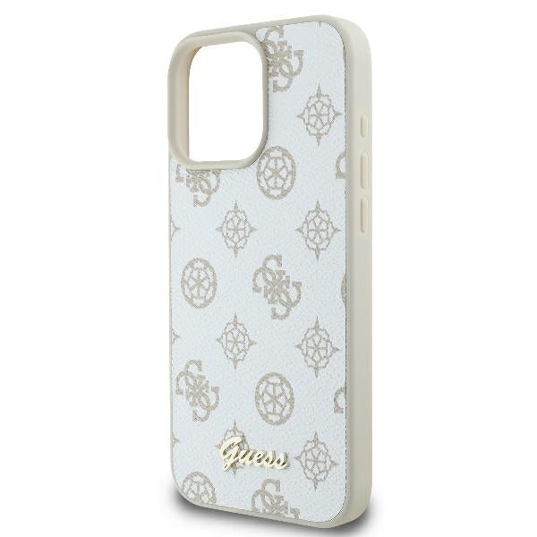 Husa MagSafe pentru Apple iPhone 16 Pro, Guess, Peony Script, Alba