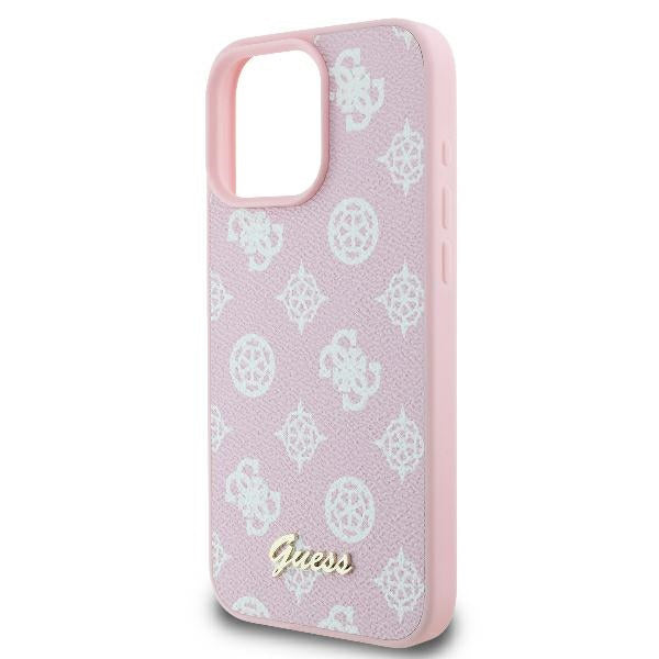 Husa MagSafe pentru Apple iPhone 16 Pro, Guess, Peony Script, Roz