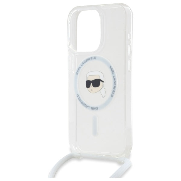 Husa MagSafe pentru Apple iPhone 16 Pro, Karl Lagerfeld, IML Crossbody Karl's Head, Transparenta