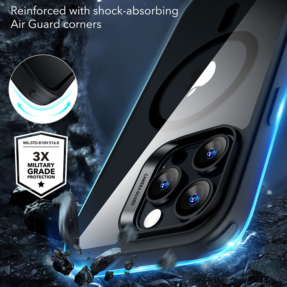 Husa MagSafe pentru Apple iPhone 16 Pro Max, ESR, Classic Hybrid, Neagra Transparenta