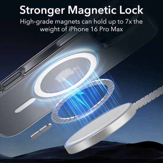 Husa MagSafe pentru Apple iPhone 16 Pro Max, ESR, Classic Hybrid, Transparenta Satinata