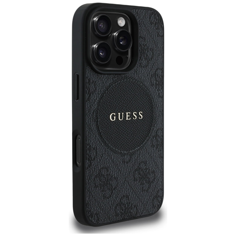 Husa MagSafe pentru Apple iPhone 16 Pro Max, Guess, 4G Circle Classic Logo, Neagra