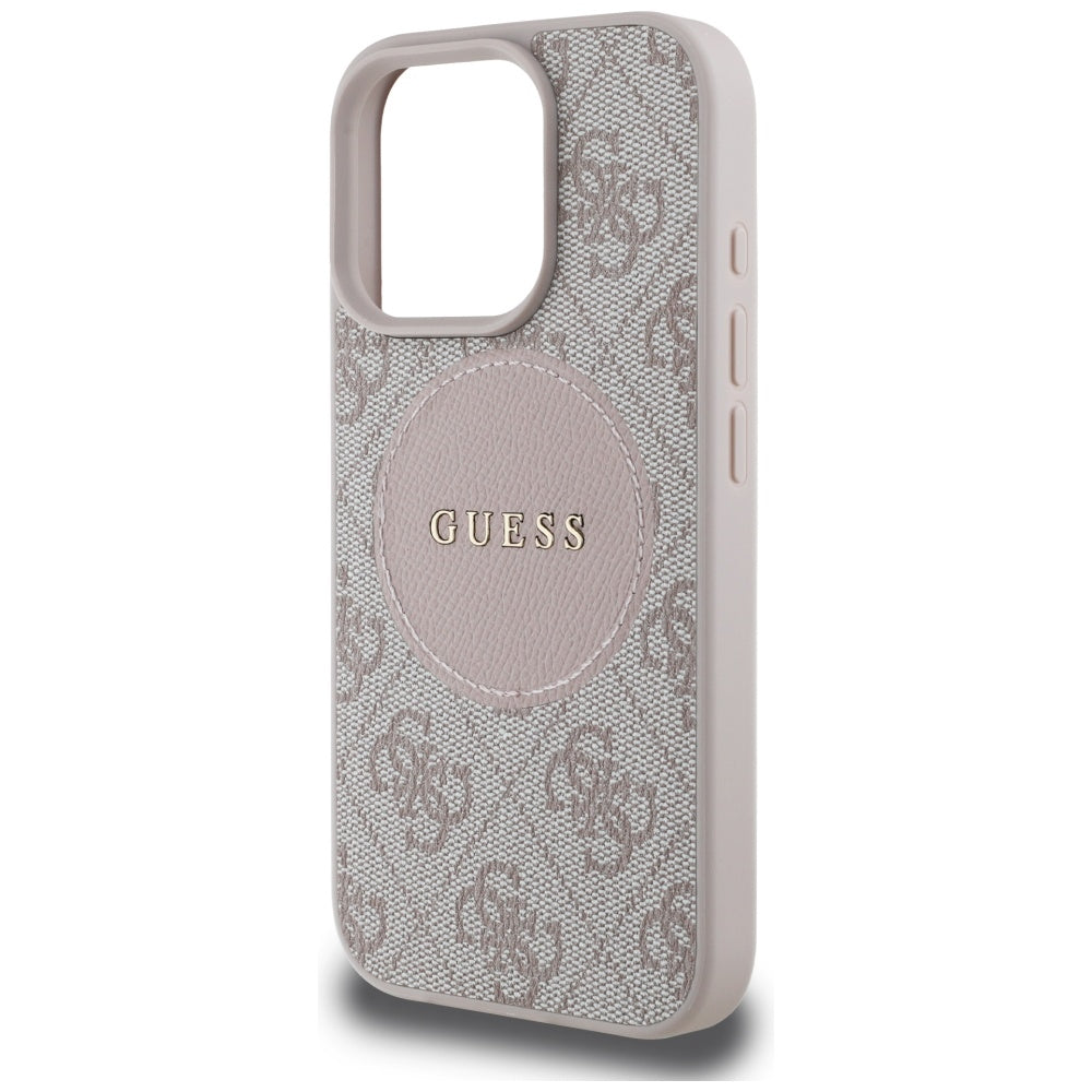 Husa MagSafe pentru Apple iPhone 16 Pro Max, Guess, 4G Circle Classic Logo, Roz