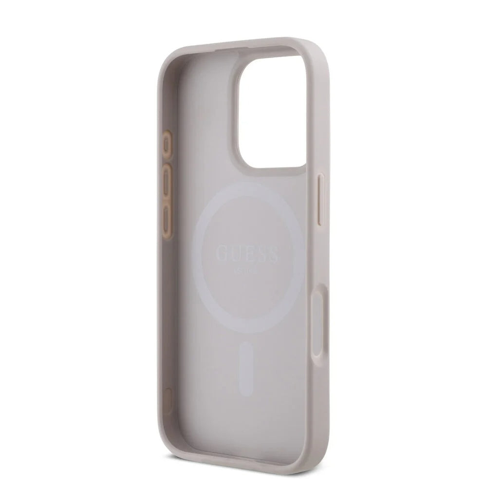 Husa MagSafe pentru Apple iPhone 16 Pro Max, Guess, 4G Classic, Roz