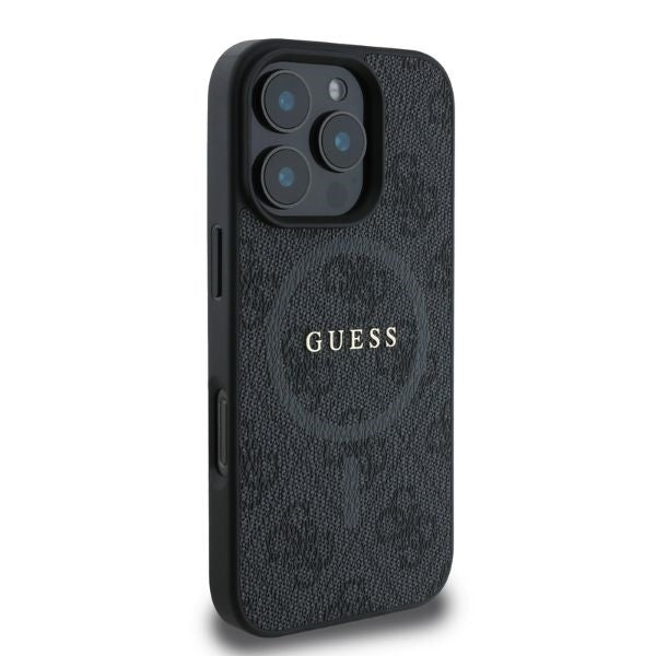 Husa MagSafe pentru Apple iPhone 16 Pro Max, Guess, 4G Ring Classic Logo, Neagra