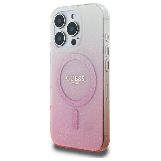 Husa MagSafe pentru Apple iPhone 16 Pro Max, Guess, IML Glitter Gradient, Roz