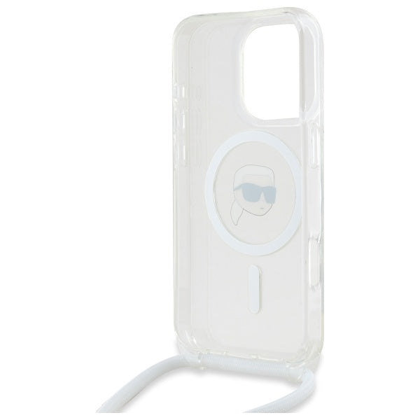 Husa MagSafe pentru Apple iPhone 16 Pro Max, Karl Lagerfeld, IML Crossbody Karl's Head, Transparenta