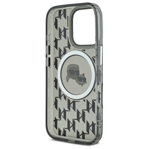 Husa MagSafe pentru Apple iPhone 16 Pro Max, Karl Lagerfeld, IML Monogram Karl & Choupette's Heads, Neagra