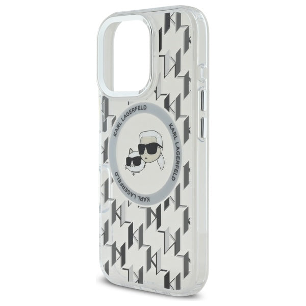 Husa MagSafe pentru Apple iPhone 16 Pro Max, Karl Lagerfeld, IML Monogram Karl & Choupette's Heads, Transparenta