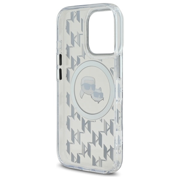 Husa MagSafe pentru Apple iPhone 16 Pro Max, Karl Lagerfeld, IML Monogram Karl & Choupette's Heads, Transparenta