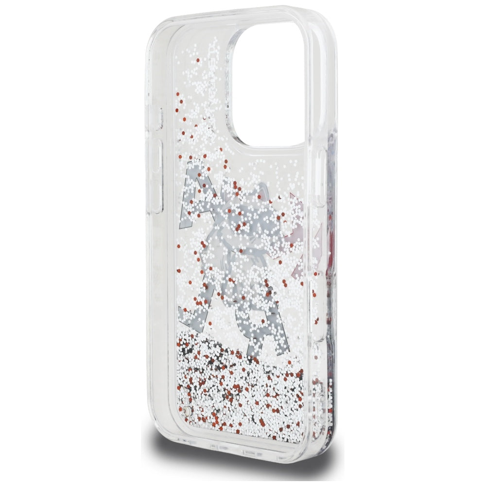 Husa MagSafe pentru Apple iPhone 16 Pro Max, Karl Lagerfeld, Liquid Glitter Choupette Logo, Transparenta