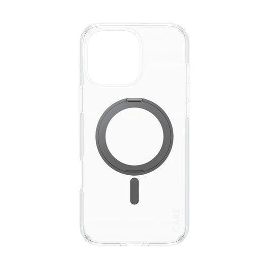 Husa MagSafe pentru Apple iPhone 16 Pro Max, PanzerGlass, Care Feature Kickstand, Transparenta Neagra