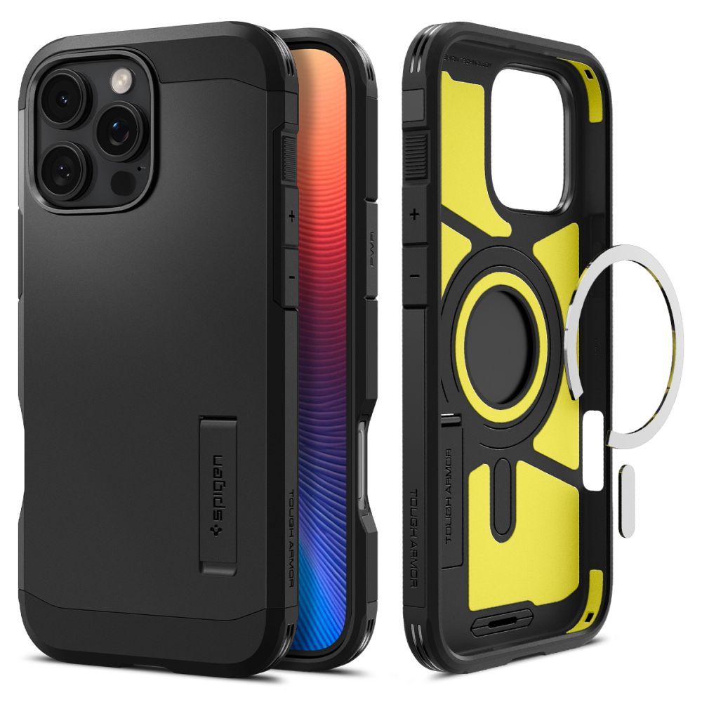 Husa MagSafe pentru Apple iPhone 16 Pro Max, Spigen, Tough Armor, Neagra