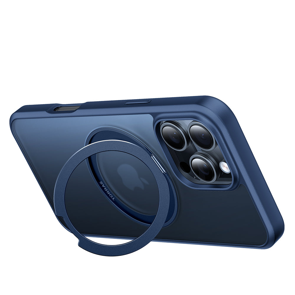 Husa MagSafe pentru Apple iPhone 16 Pro, Torras, Ostand Pro, Bleumarin