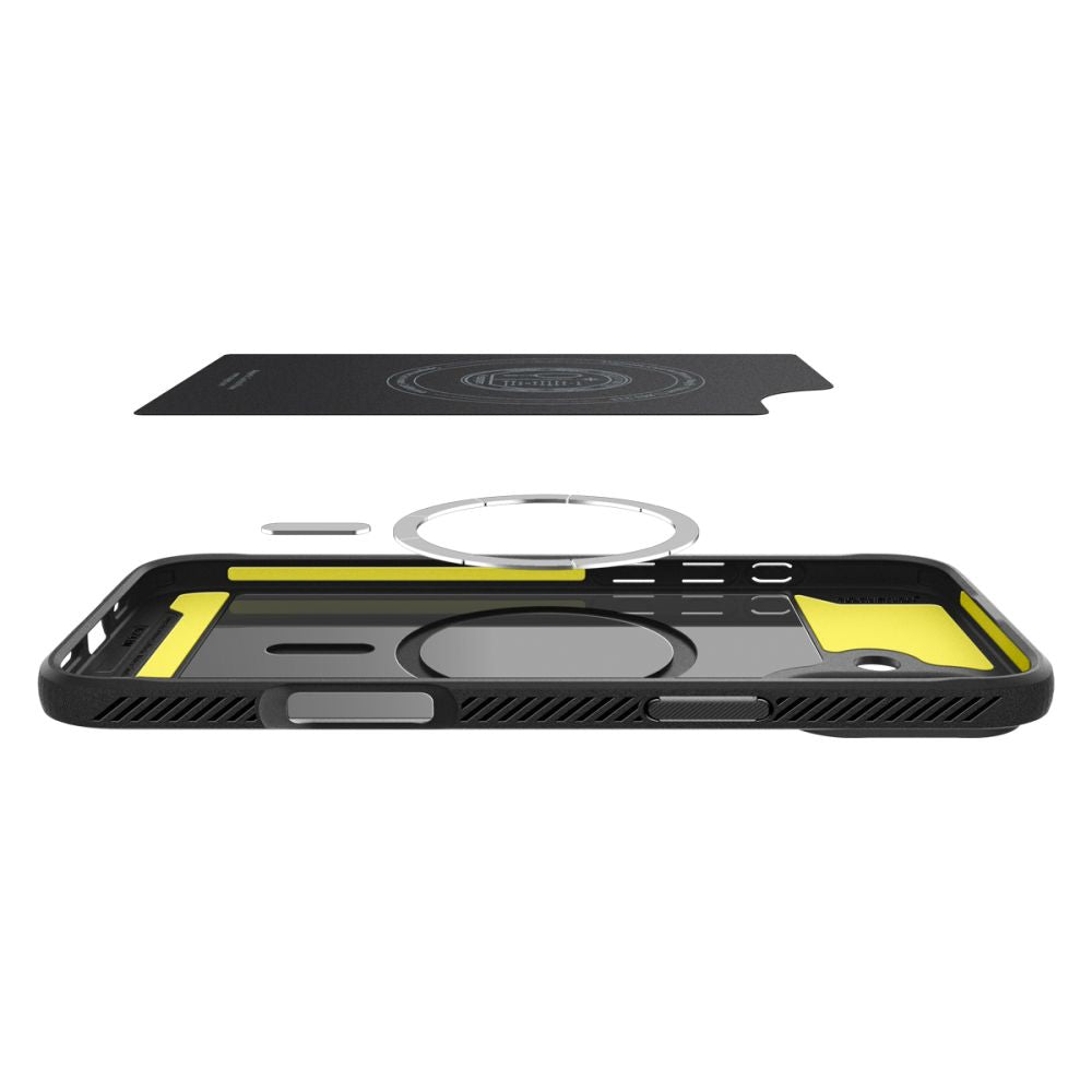 Husa MagSafe pentru Apple iPhone 16, Spigen, Rugged Armor, Neagra Mata