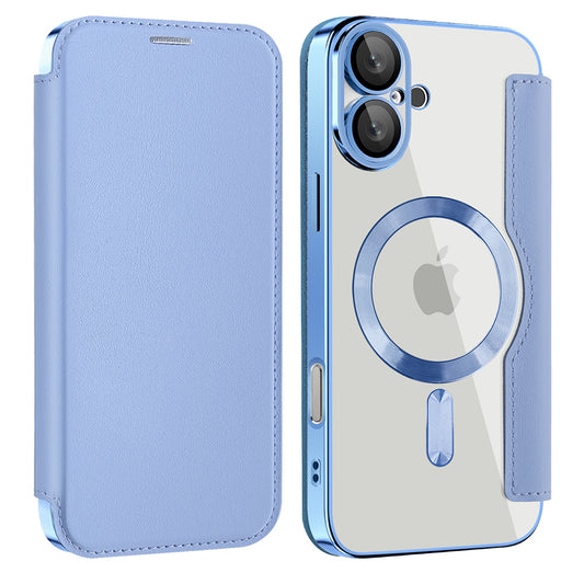 Husa MagSafe pentru Apple iPhone 16, Techsuit, SmartMag Book, Bleu