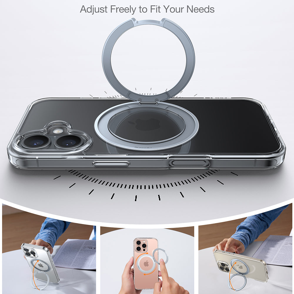Husa MagSafe pentru Apple iPhone 16, Torras, Ostand Pro, Transparenta