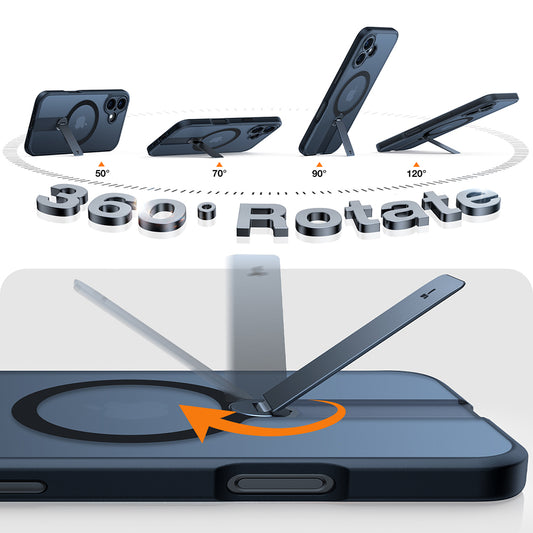 Husa MagSafe pentru Apple iPhone 16, Torras, Pstand Spin, Neagra