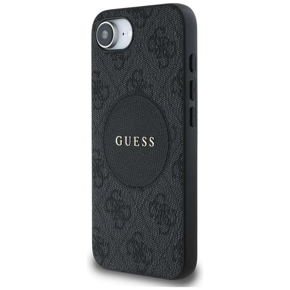 Husa MagSafe pentru Apple iPhone 17e / 16e, Guess, 4G Circle Classic Logo, Neagra