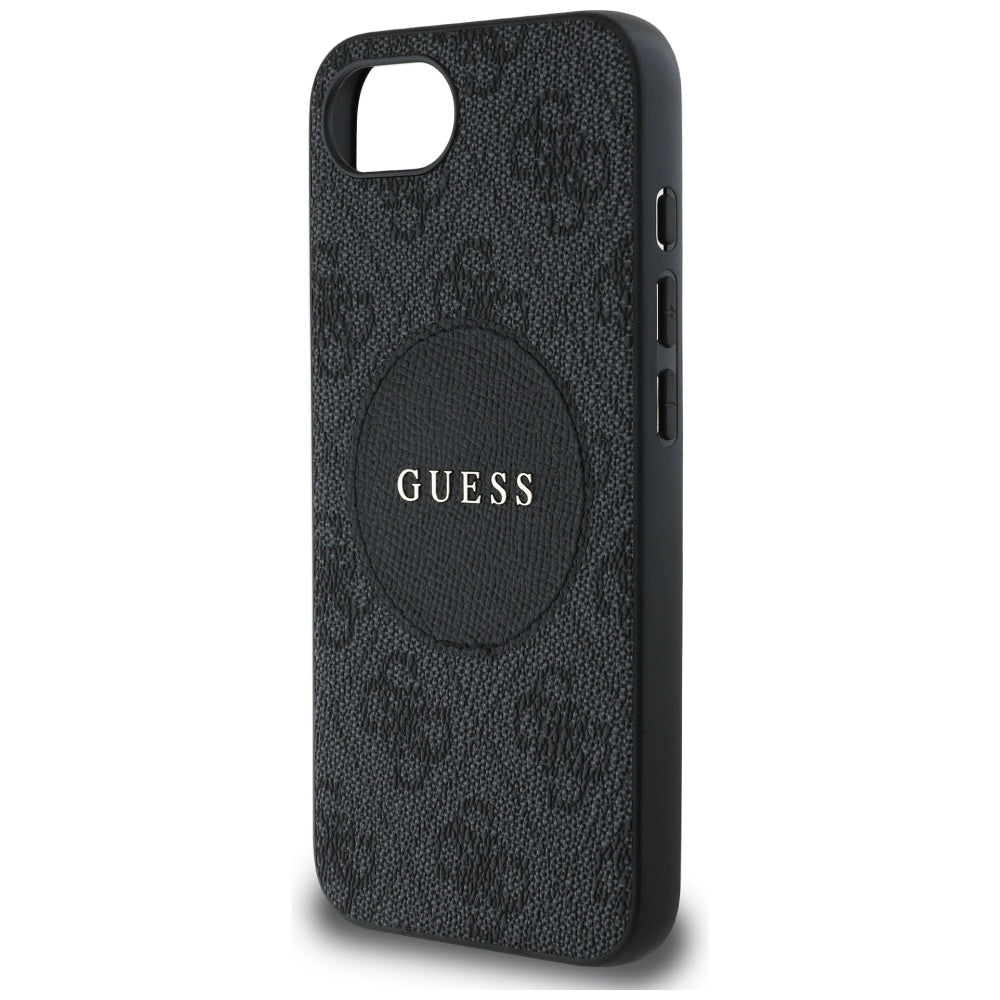 Husa MagSafe pentru Apple iPhone 17e / 16e, Guess, 4G Circle Classic Logo, Neagra