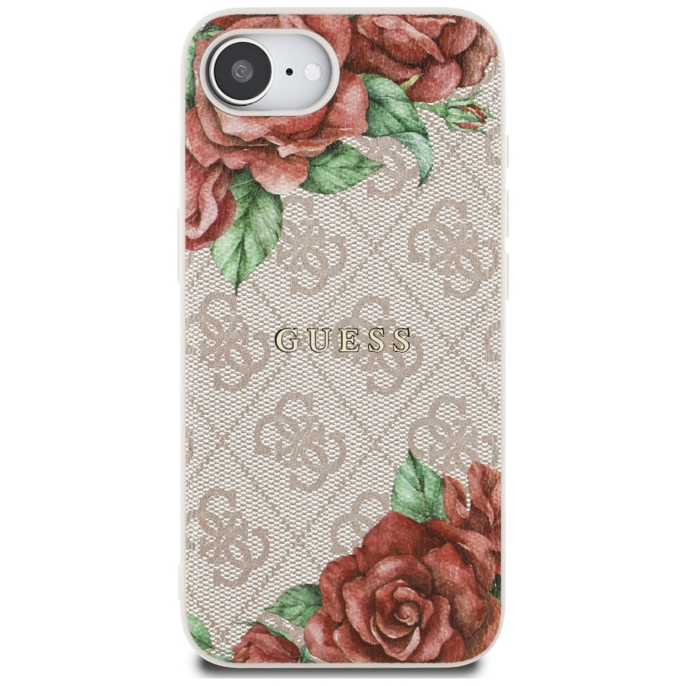 Husa MagSafe pentru Apple iPhone 17e / 16e, Guess, 4G Flowers Print, Roz