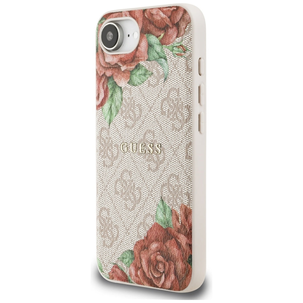 Husa MagSafe pentru Apple iPhone 17e / 16e, Guess, 4G Flowers Print, Roz