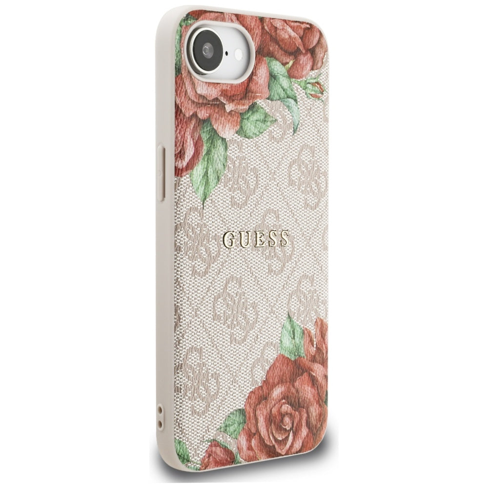 Husa MagSafe pentru Apple iPhone 17e / 16e, Guess, 4G Flowers Print, Roz