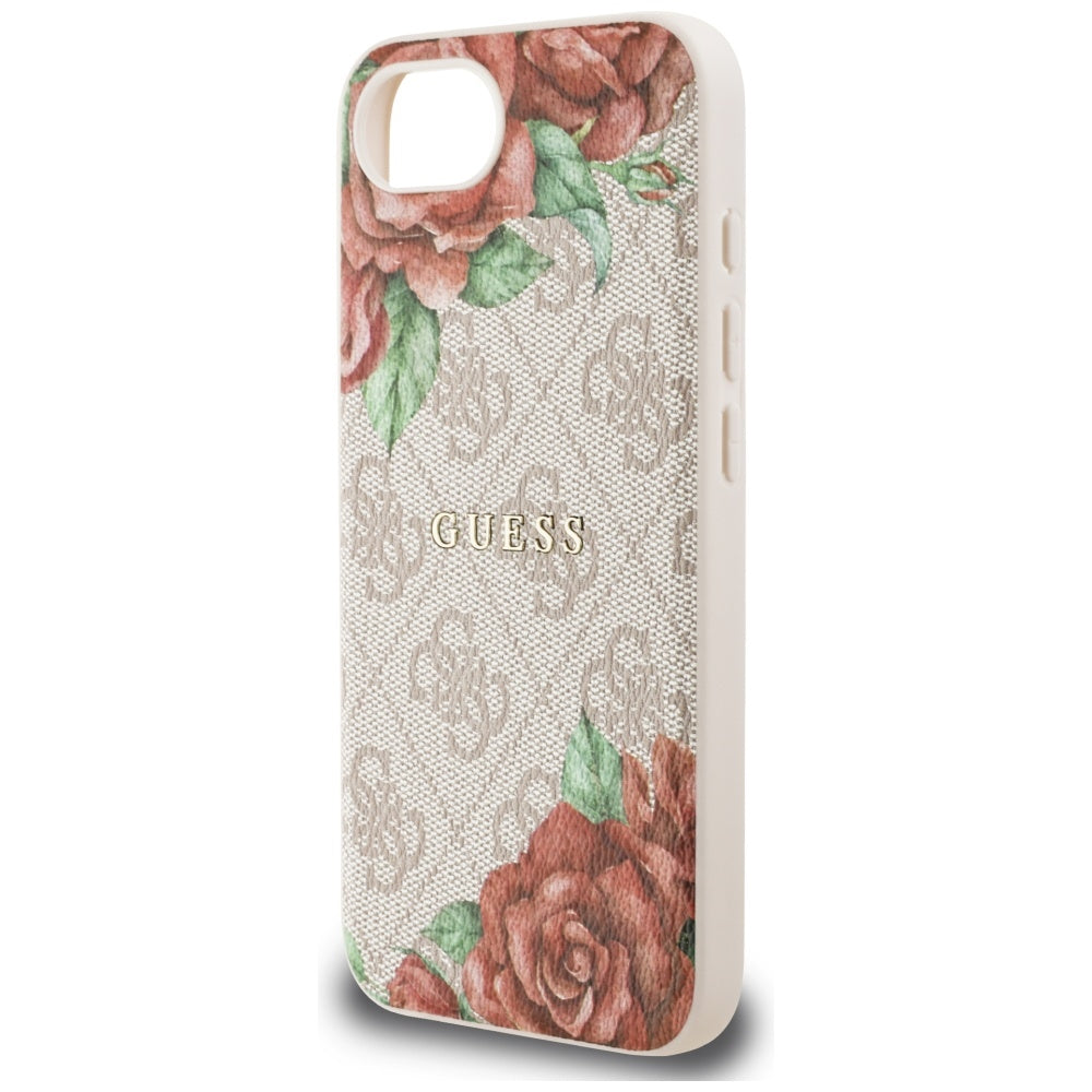 Husa MagSafe pentru Apple iPhone 17e / 16e, Guess, 4G Flowers Print, Roz
