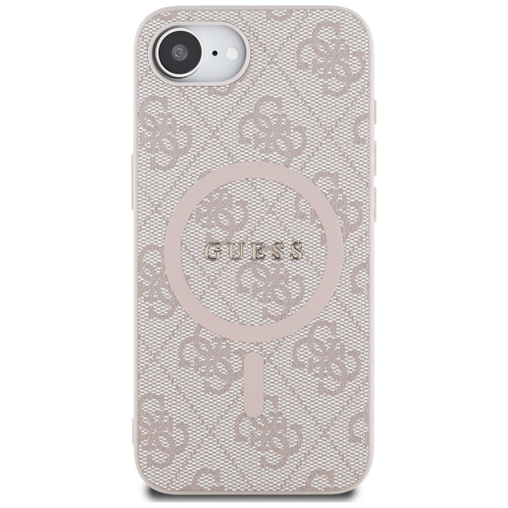 Husa MagSafe pentru Apple iPhone 17e / 16e, Guess, 4G Ring Classic Logo, Roz
