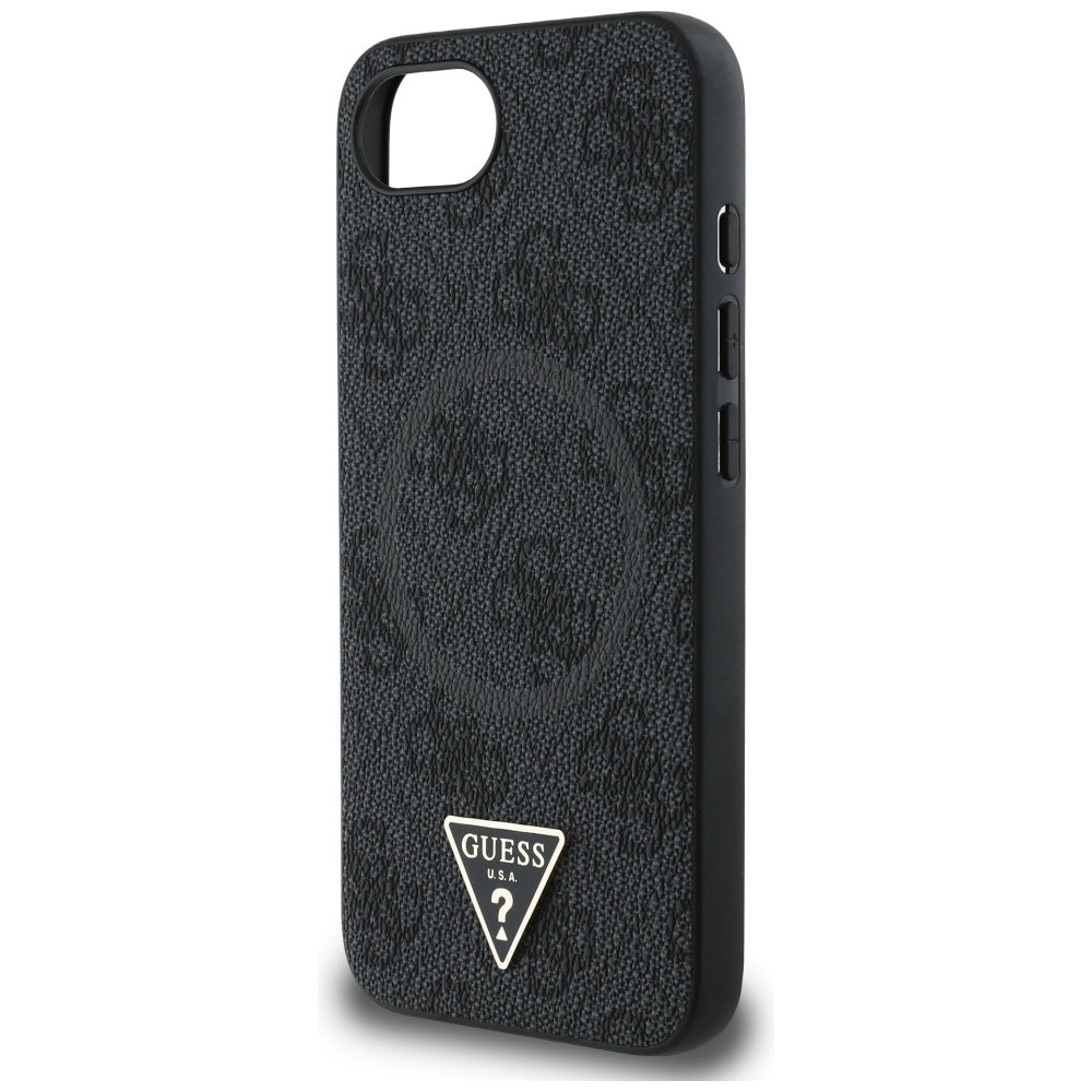 Husa MagSafe pentru Apple iPhone 17e / 16e, Guess, 4G Ring Triangle Logo, Neagra