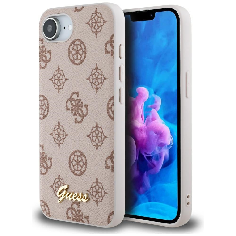 Husa MagSafe pentru Apple iPhone 17e / 16e, Guess, Peony Script, Maro