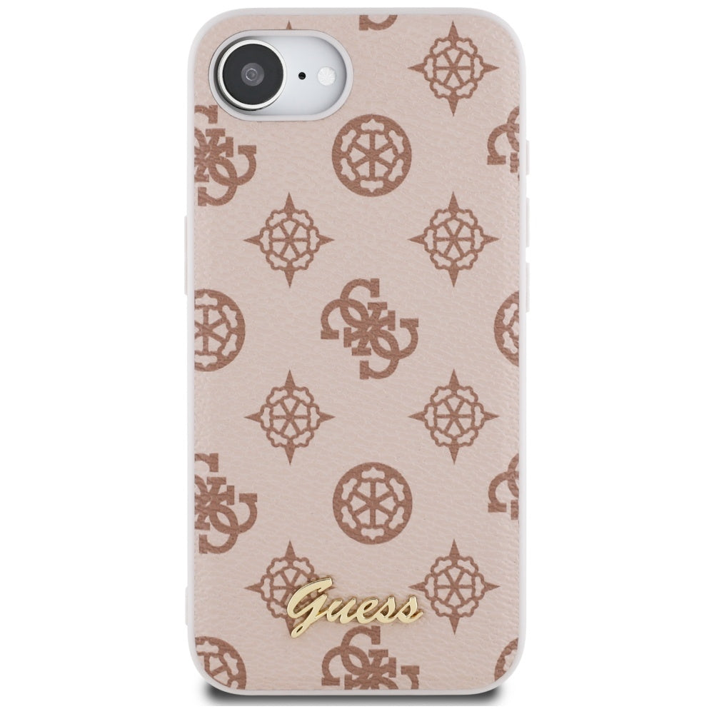 Husa MagSafe pentru Apple iPhone 17e / 16e, Guess, Peony Script, Maro