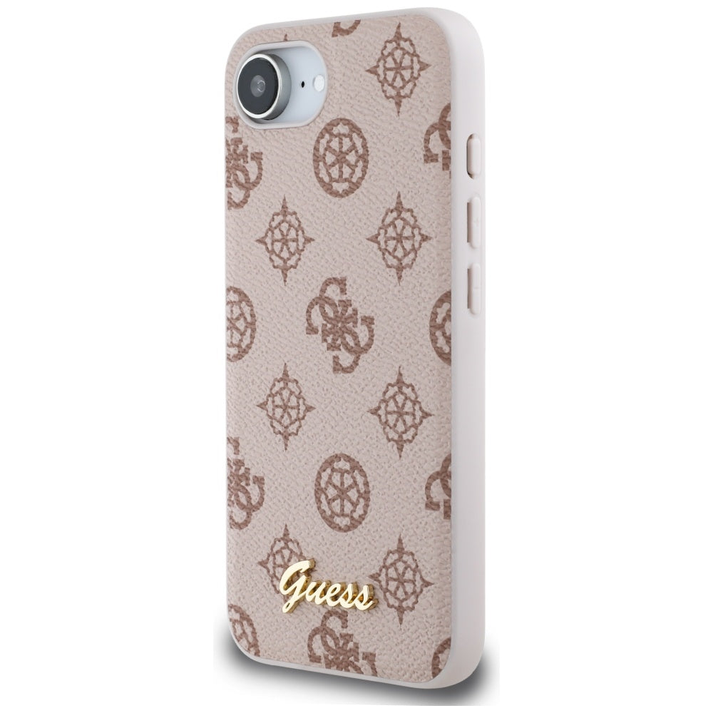 Husa MagSafe pentru Apple iPhone 17e / 16e, Guess, Peony Script, Maro