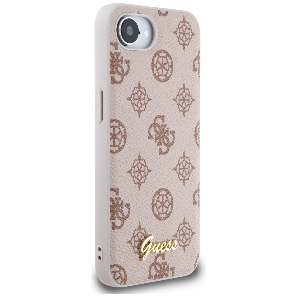 Husa MagSafe pentru Apple iPhone 17e / 16e, Guess, Peony Script, Maro