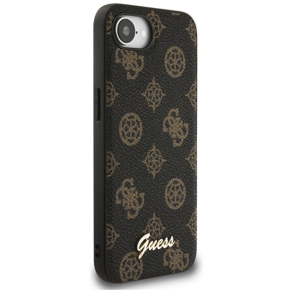 Husa MagSafe pentru Apple iPhone 17e / 16e, Guess, Peony Script, Neagra
