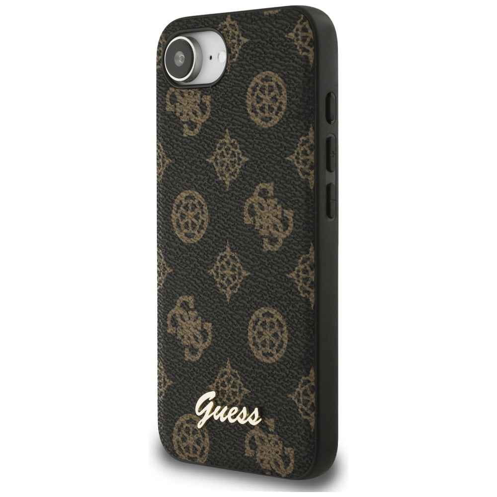 Husa MagSafe pentru Apple iPhone 17e / 16e, Guess, Peony Script, Neagra