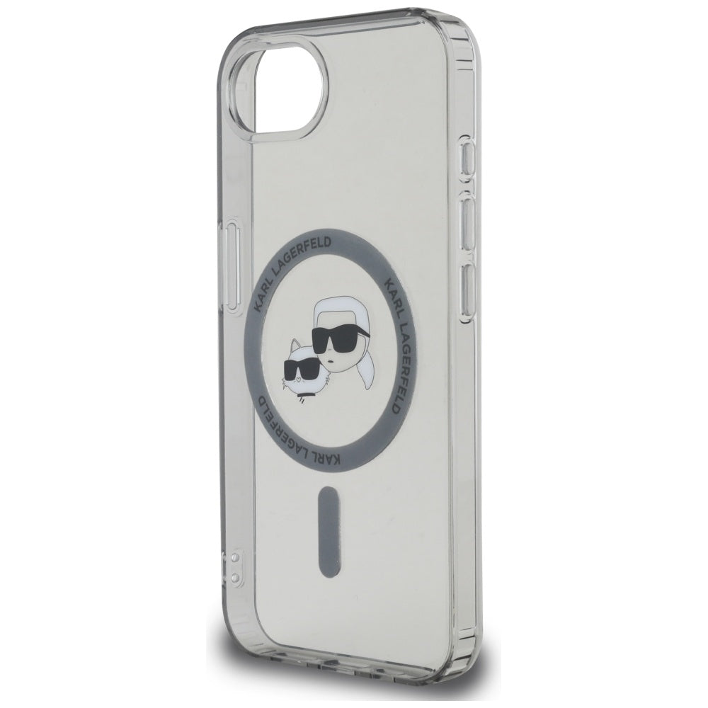 Husa MagSafe pentru Apple iPhone 17e / 16e, Karl Lagerfeld, IML Metal Karl & Choupette's Heads, Neagra