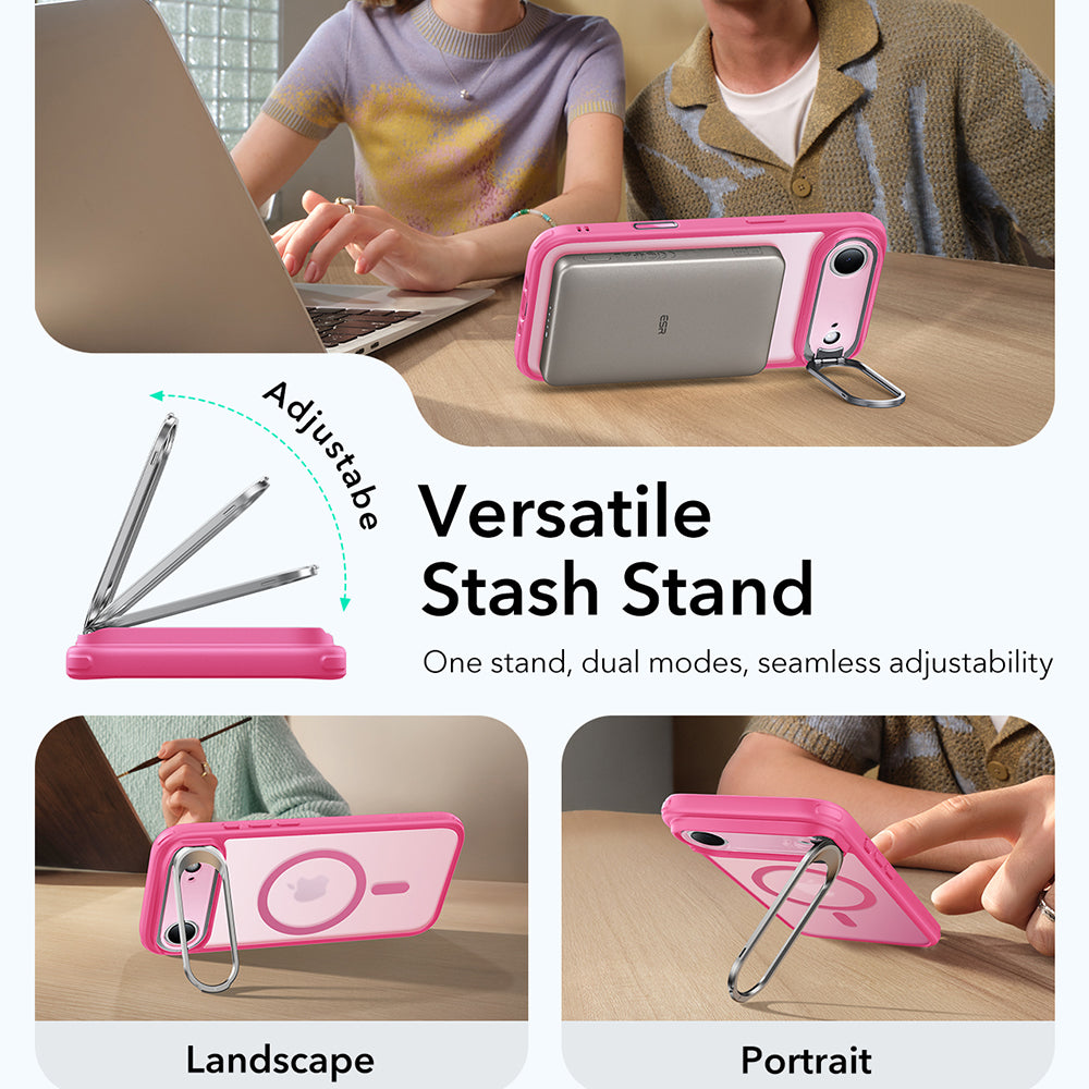 Husa MagSafe pentru Apple iPhone 17 Air, ESR, Classic Hybrid Kickstand, Roz Satinata