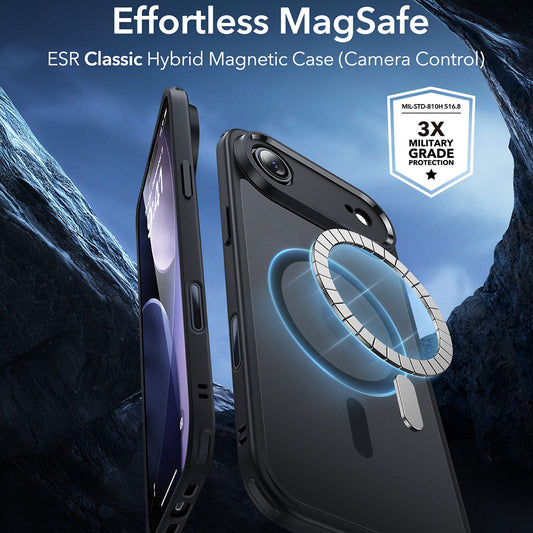 Husa MagSafe pentru Apple iPhone 17 Air, ESR, Classic Hybrid, Neagra Satinata