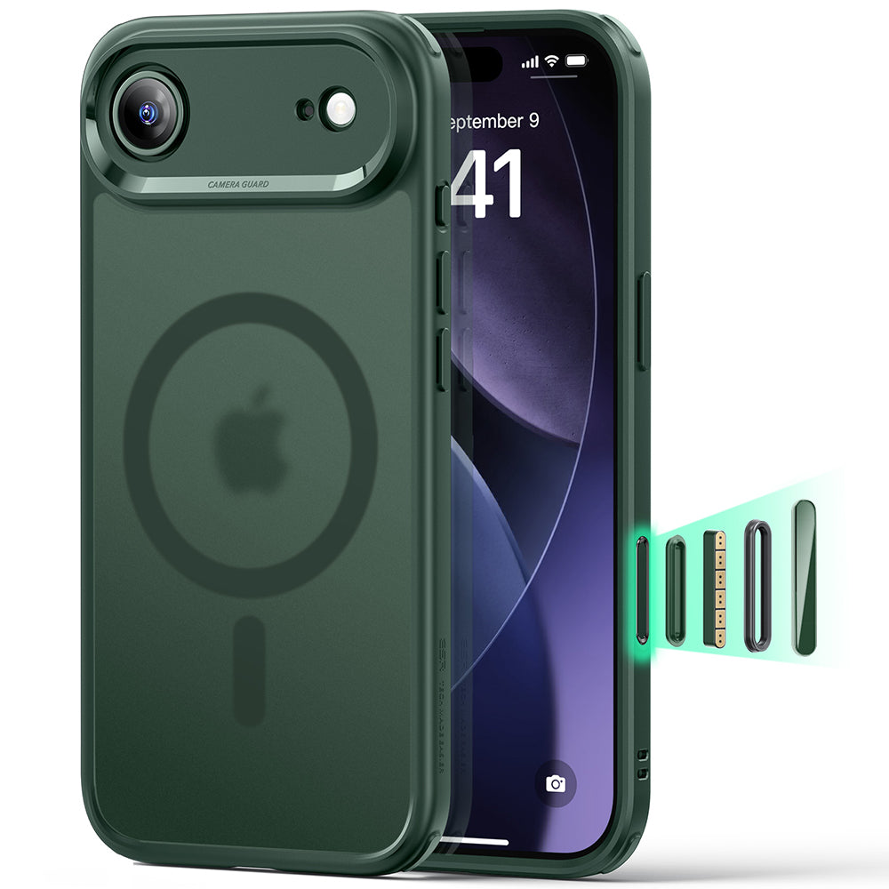 Husa MagSafe pentru Apple iPhone 17 Air, ESR, Classic Hybrid, Verde Satinata