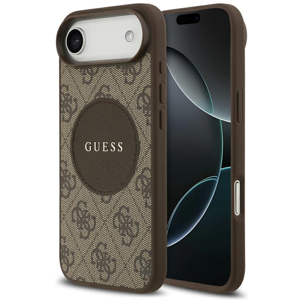 Husa MagSafe pentru Apple iPhone 17 Air, Guess, 4G Circle Classic Logo, Maro