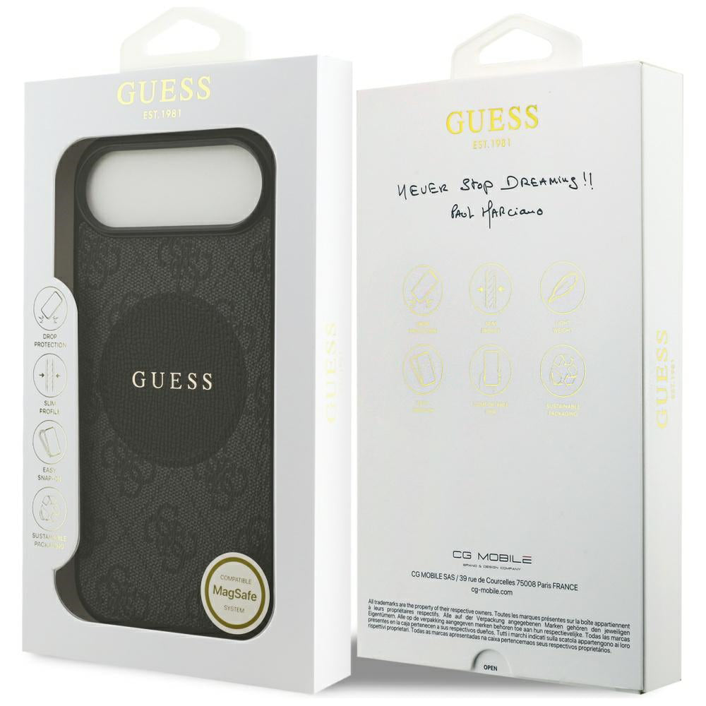 Husa MagSafe pentru Apple iPhone 17 Air, Guess, 4G Circle Classic Logo, Neagra