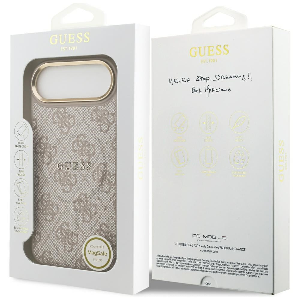 Husa MagSafe pentru Apple iPhone 17 Air, Guess, 4G Classic, Roz