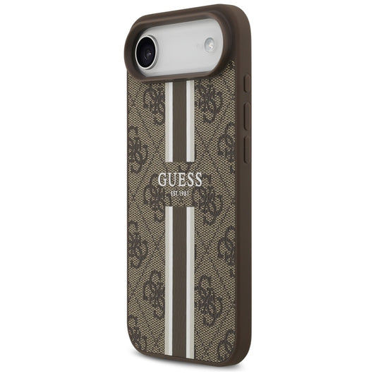 Husa MagSafe pentru Apple iPhone 17 Air, Guess, 4G Printed Stripes, Maro