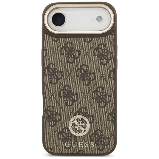 Husa MagSafe pentru Apple iPhone 17 Air, Guess, 4G Strass Logo with Big Strap, Maro