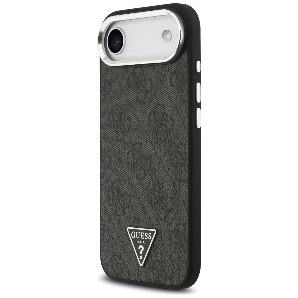 Husa MagSafe pentru Apple iPhone 17 Air, Guess, 4G Triangle Logo, Neagra Argintie