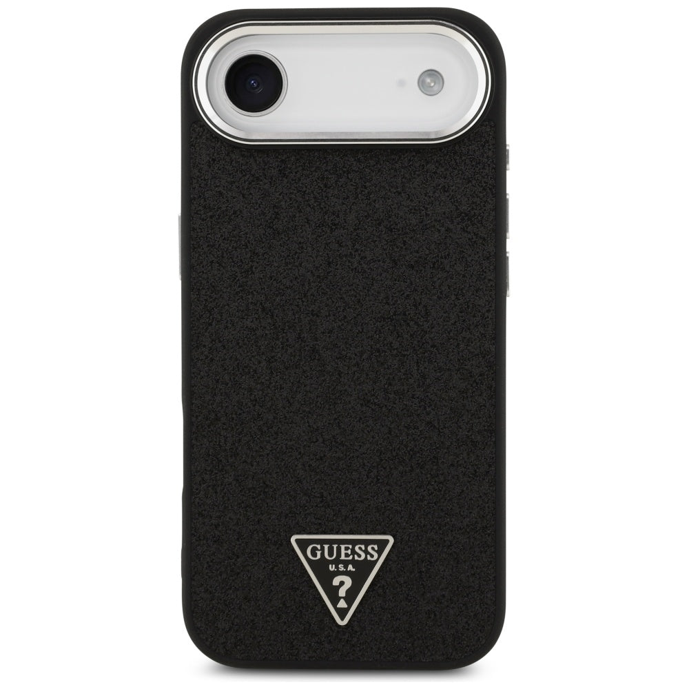 Husa MagSafe pentru Apple iPhone 17 Air, Guess, Glitter Triangle Logo, Neagra