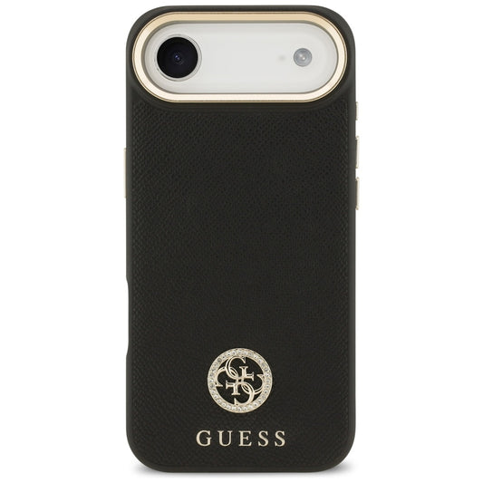 Husa MagSafe pentru Apple iPhone 17 Air, Guess, Grained Strass Logo, Neagra