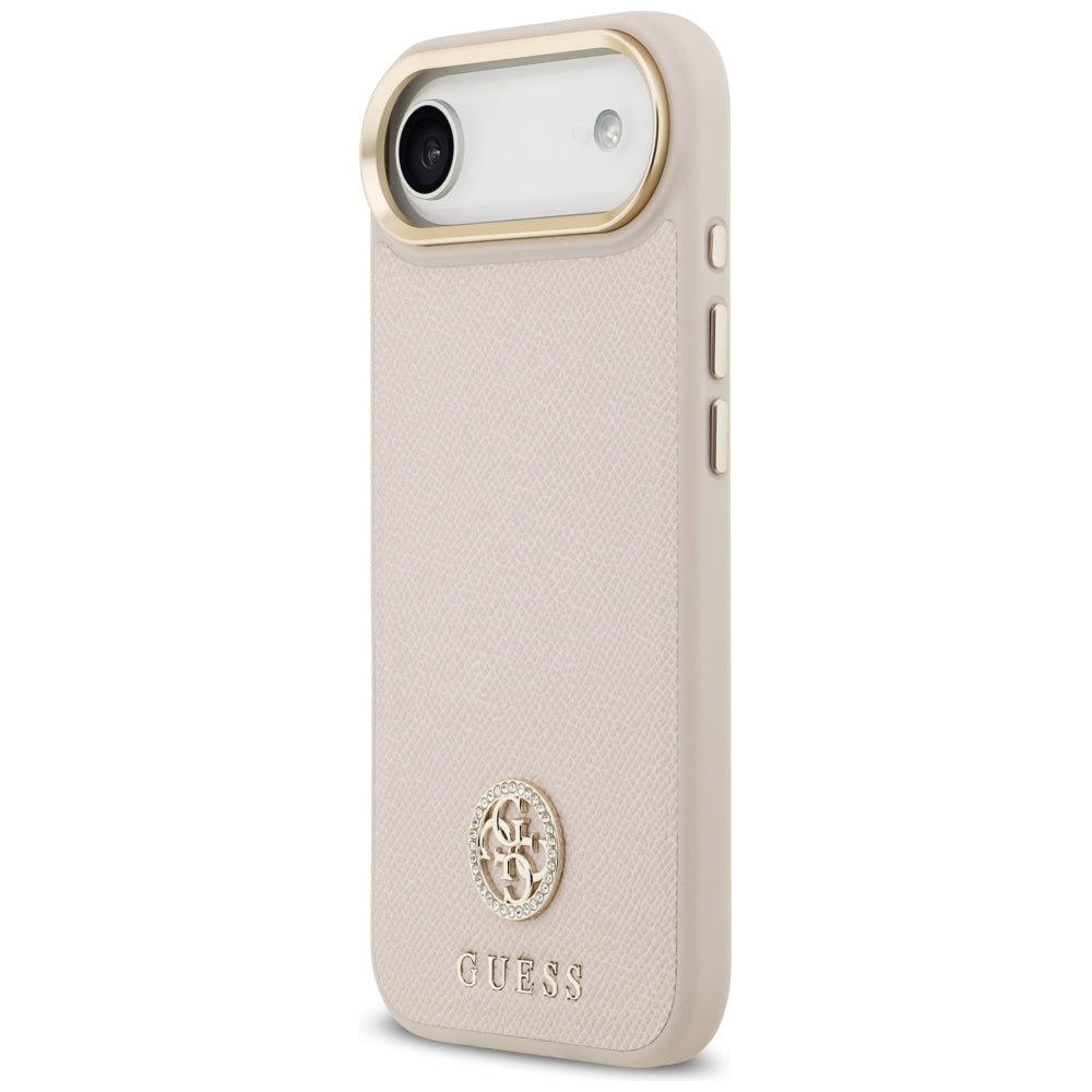 Husa MagSafe pentru Apple iPhone 17 Air, Guess, Grained Strass Logo, Roz